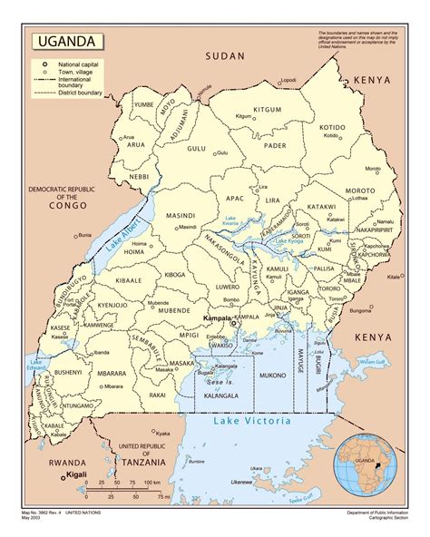 district map of uganda|Detailed Political Map of Uganda.